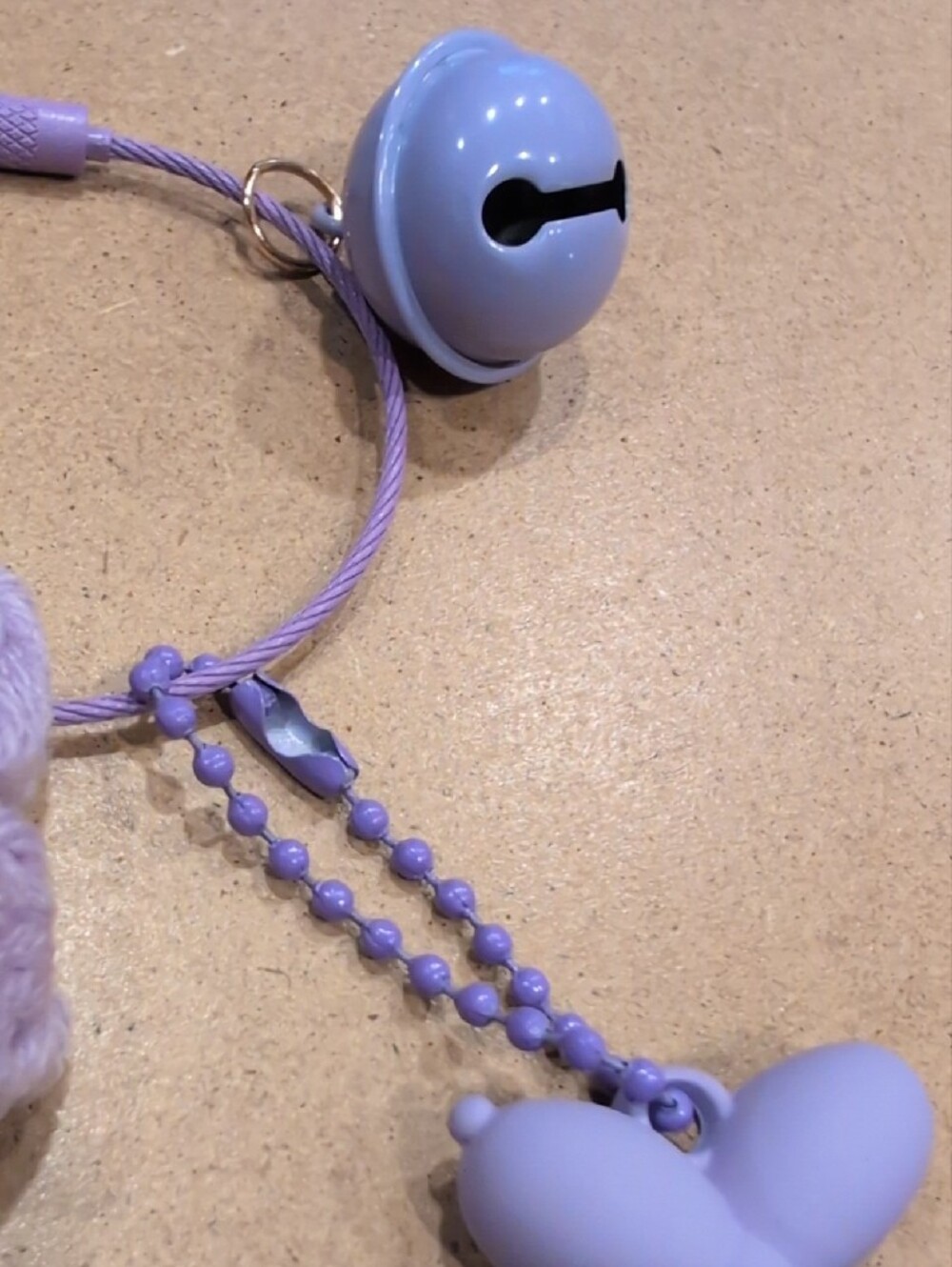 Lilac Flower & Balloon Dog Kids Keychain Bag Charm with Bell - Picture 3 of 6